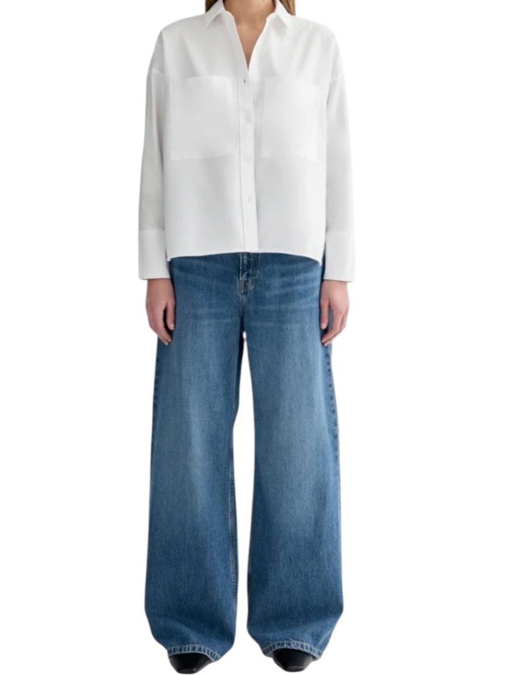 Everlane The Boxy Oxford Size L 100% Organic Cotton Utility Button Down Shirt